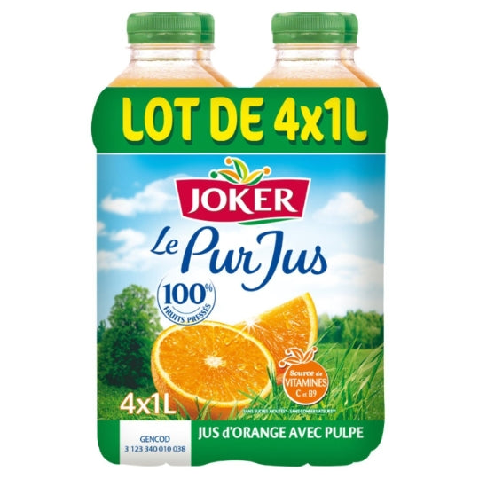 JOKER JUS D'ORANGE AVEC PULPE 4x1L
