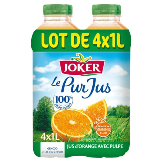 JOKER JUS D'ORANGE AVEC PULPE 4x1L