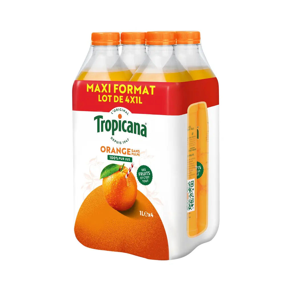 TROPICANA JUS D'ORANGE SANS PULPE 4x1L